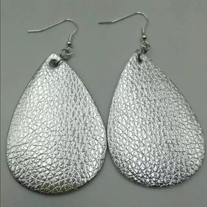 2 FOR $13 Silver Leather teardrop earrings